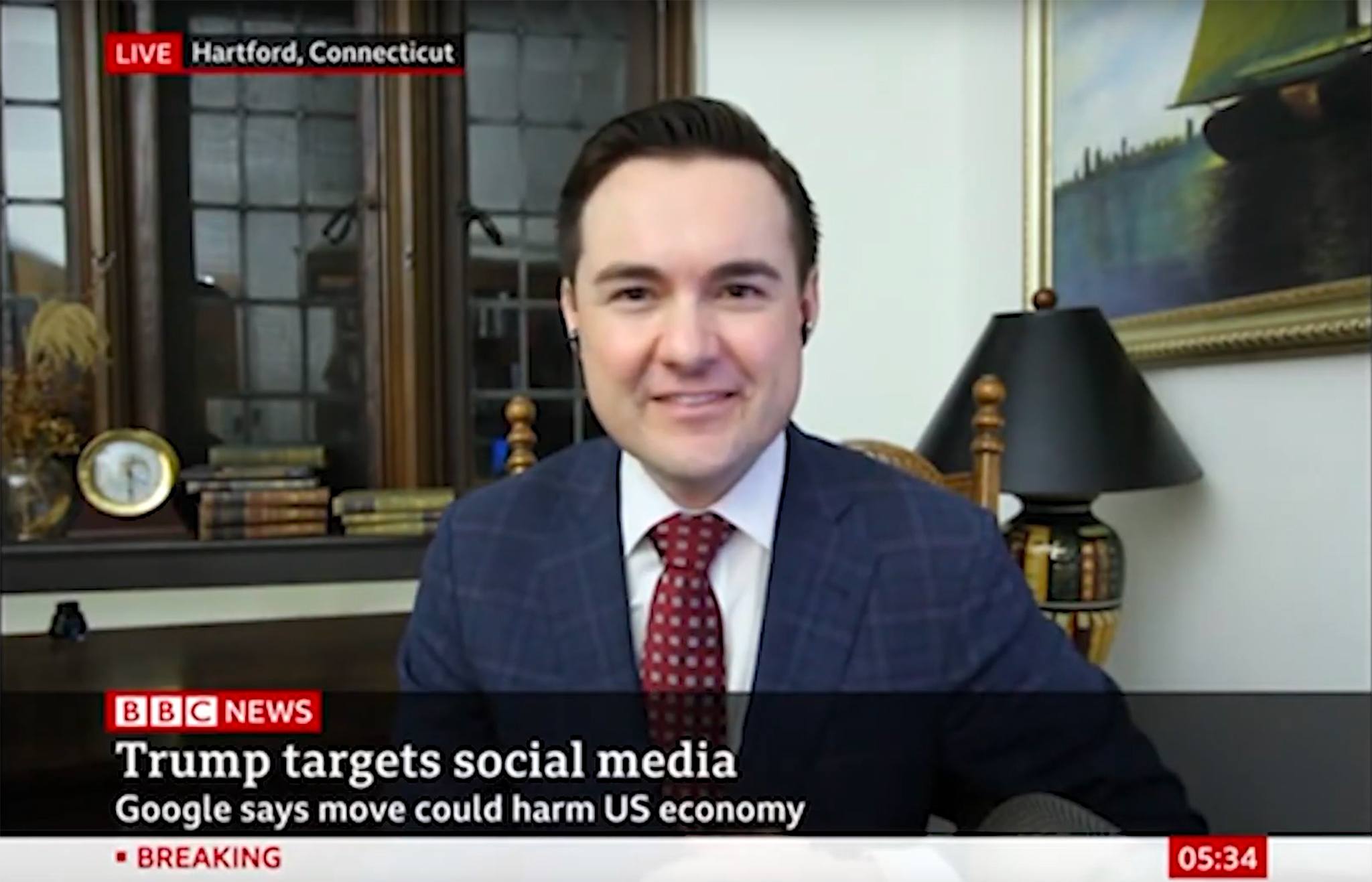 Edward Stringham on BBC News talking about Trump targeting Social Media
